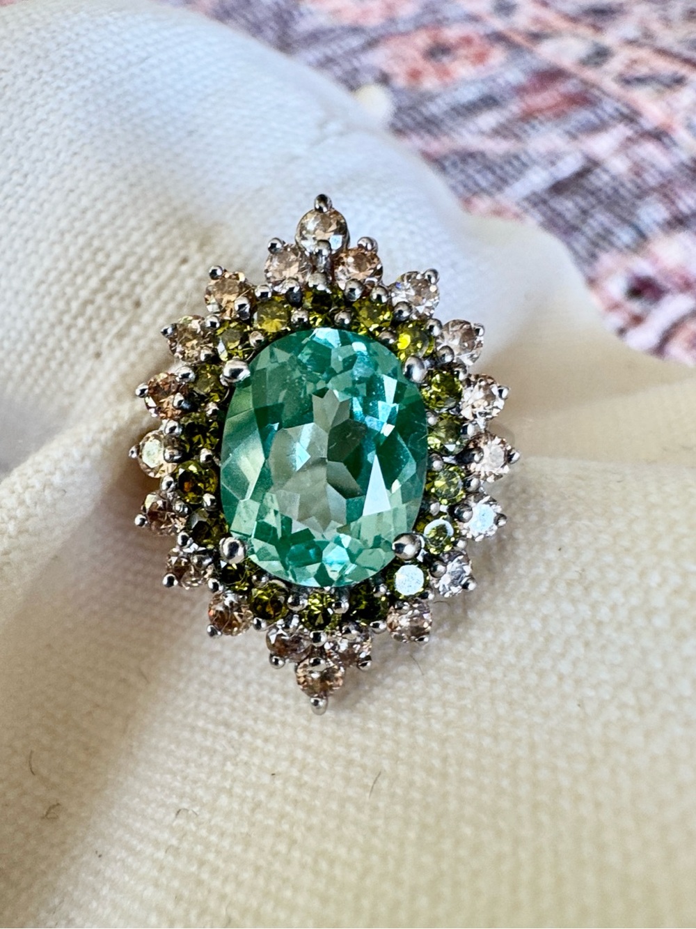 Synthetic spinel 925 ring